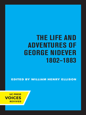 cover image of The Life and Adventures of George Nidever, 1802--1883